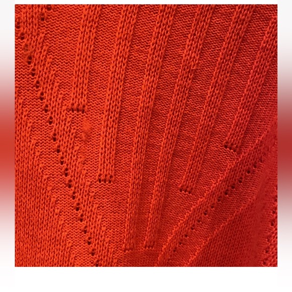 Vintage bright ORANGE 70s Sweater mens XL 3D Acrylic Wool Black RARE geometric - Picture 6 of 16